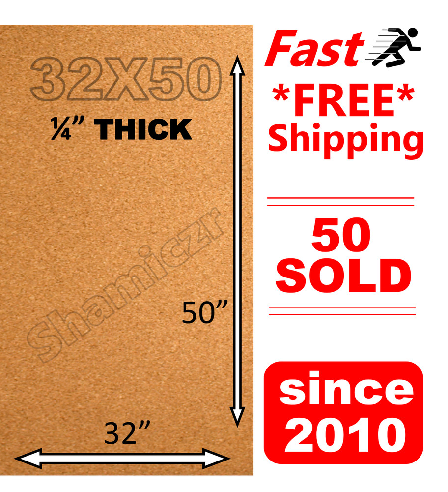 32" x 50" x 1/4" Custom CORK ROLL tile bulletin board panel map sheet message