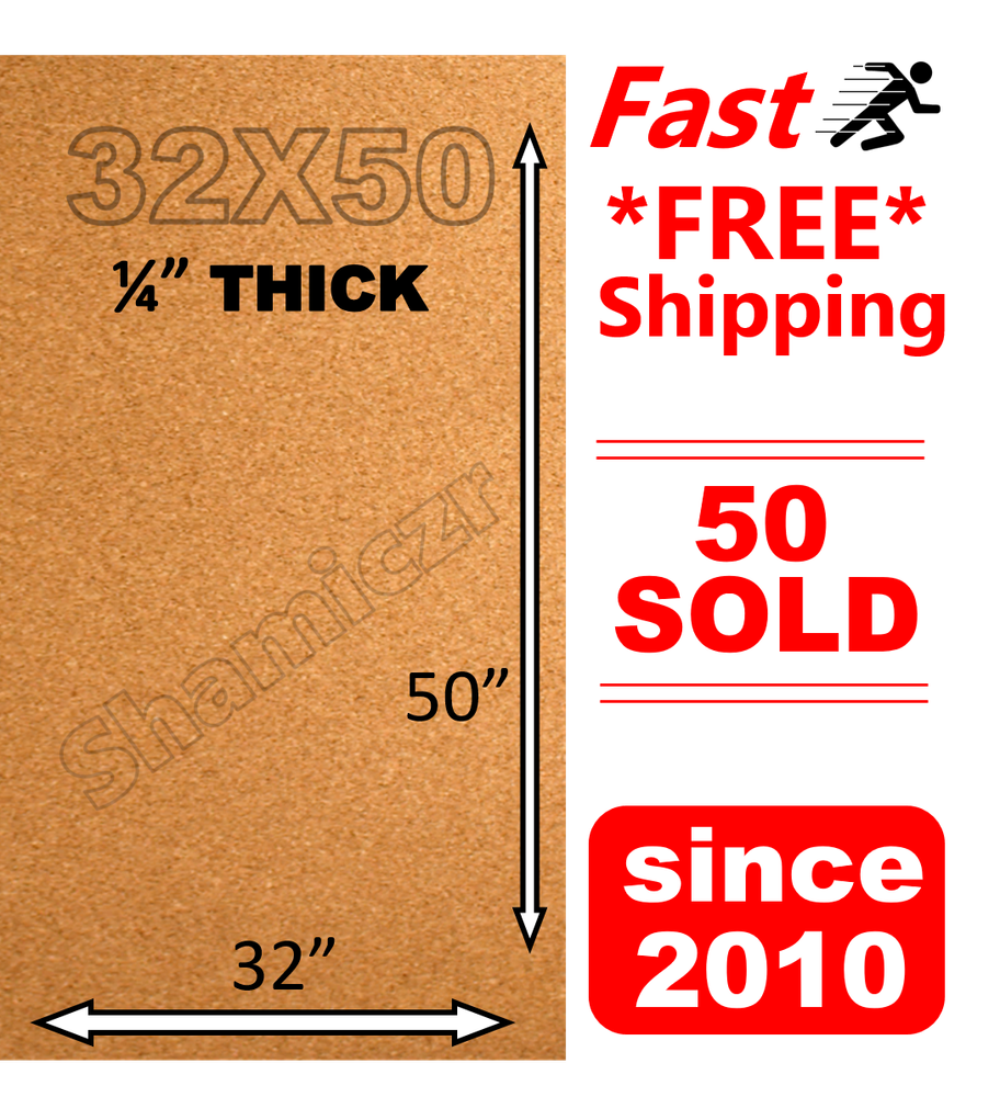 32" x 50" x 1/4" Custom CORK ROLL tile bulletin board panel map sheet message