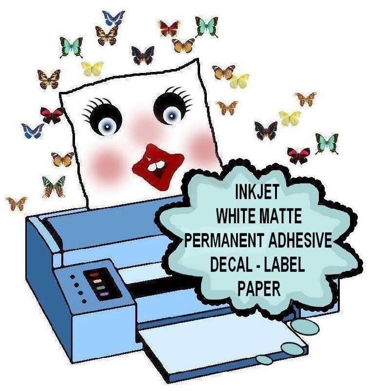 INKJET & LASER  WHITE MATTE PERMANENT ADHESIVE STICKER & LABEL PAPER - 5 Sheets