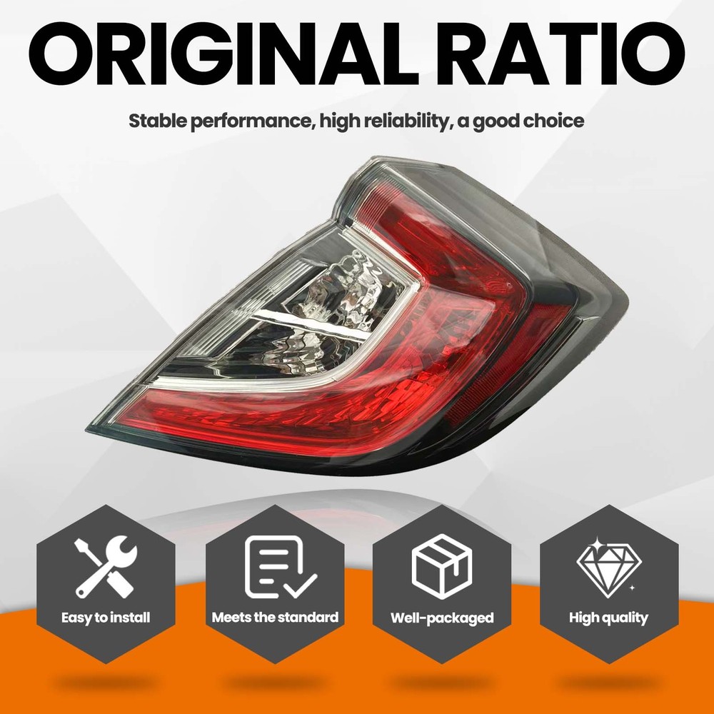 Right Passenger Side Outer Tail Light For 2017-2021 Honda Civic Hatchback w/LED