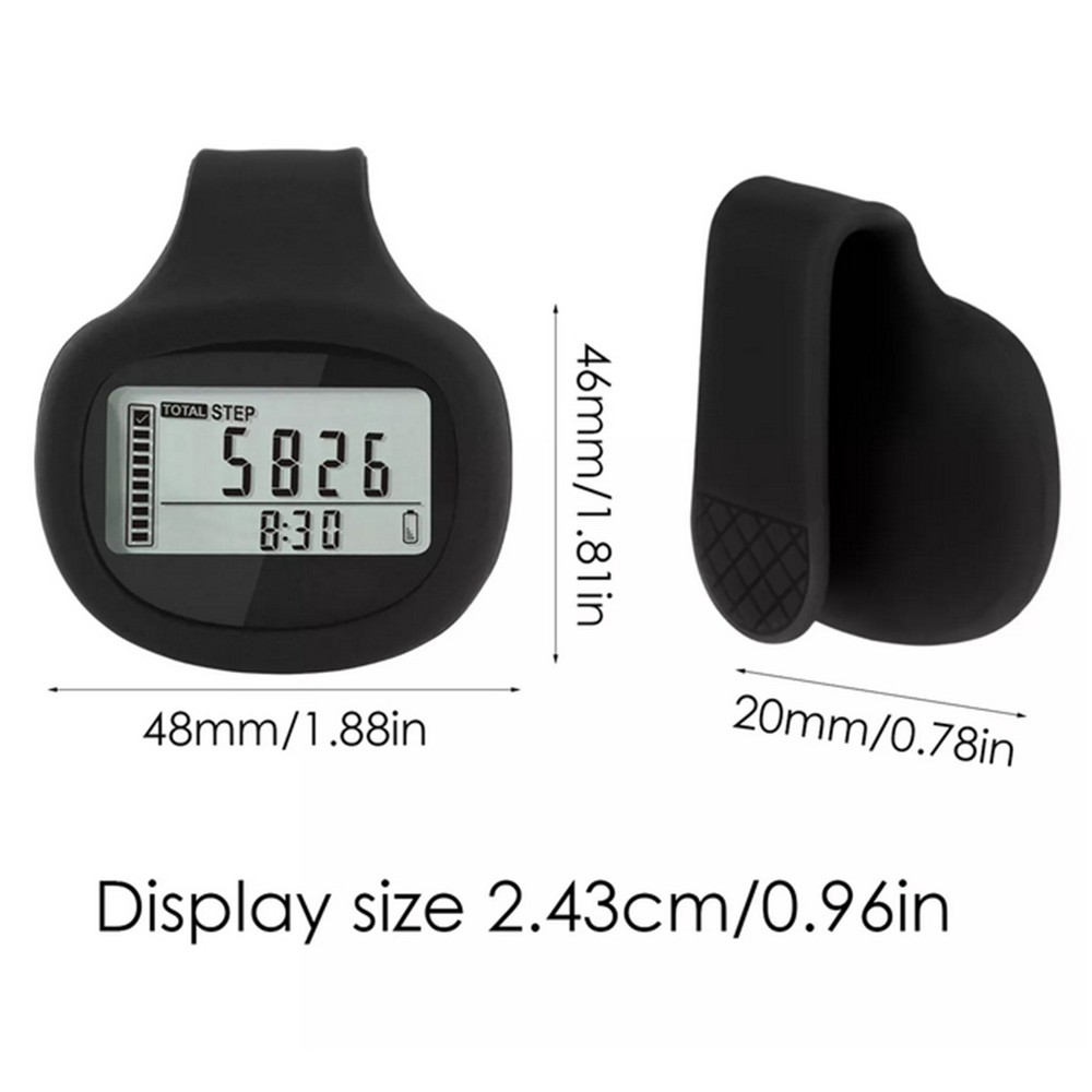 3D Pedometer for Walking Simple LCD Display Walking Step Counter Clip on Step