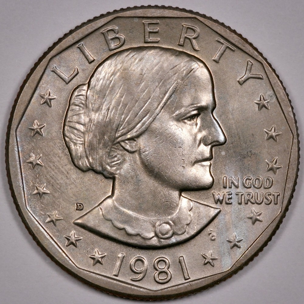 $1 1981 D SBA, lightly toned, Uncirculated UNC (E124)