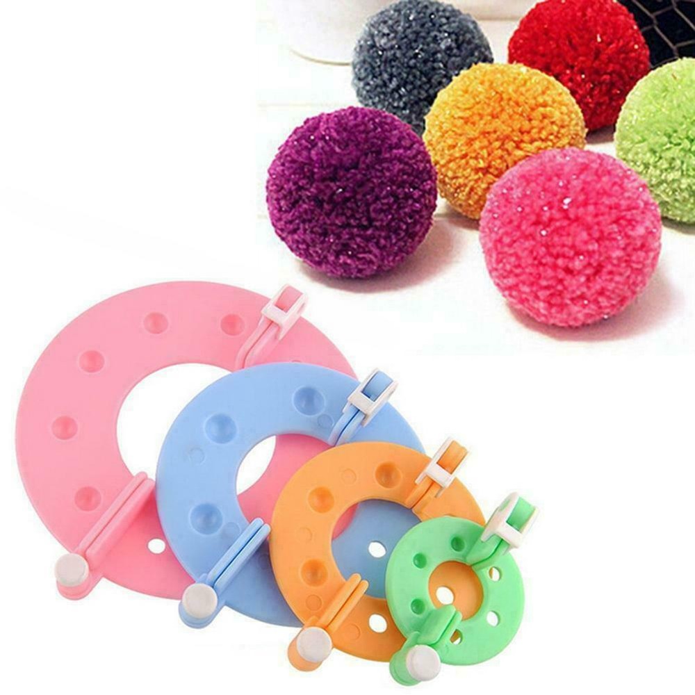 Pompom Maker Kit Crafts 4 Different Sizes Ball Making HOT Tools Knitt New S2