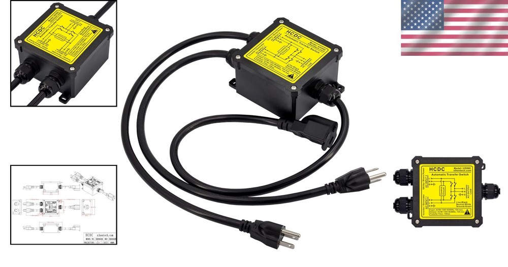AC120V 15Amp Automatic Transfer Switch - Waterproof and Compact Design