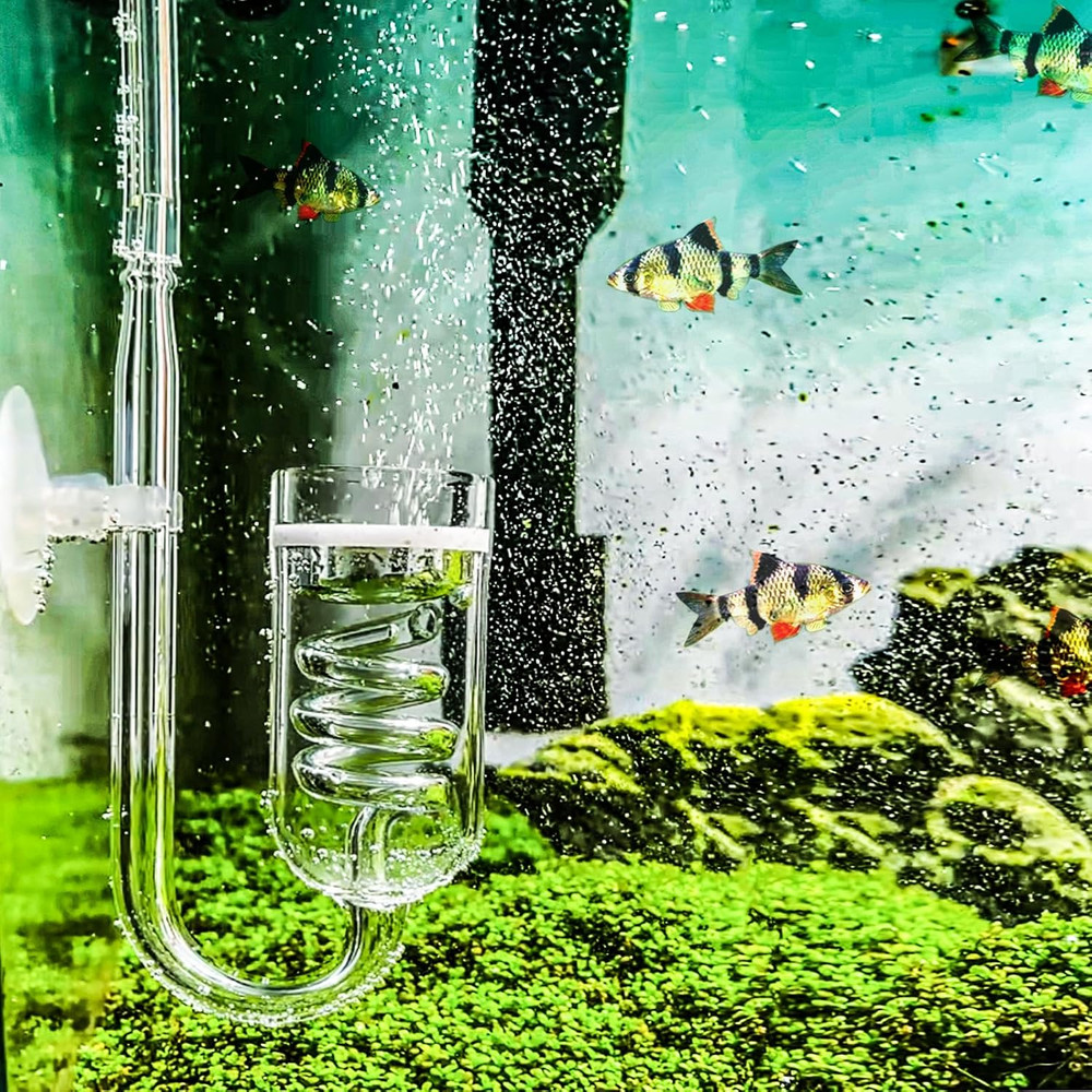 CO2 Diffuser Aquarium Glass Spiral CO2 Atomizer Diffuser Bubble Counter Check wi