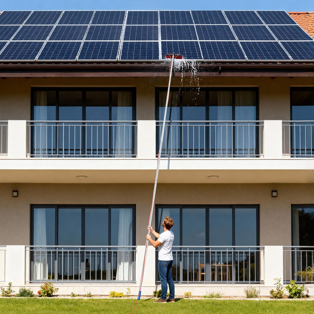 Solar Panel Cleaning Brush & Pole Kit Window Cleaner 10m Cleaning System