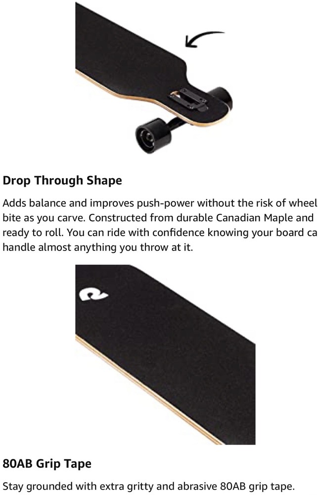 RETROSPEC NEW Skateboard Complete 41" Rift Drop Through Longboard Maple