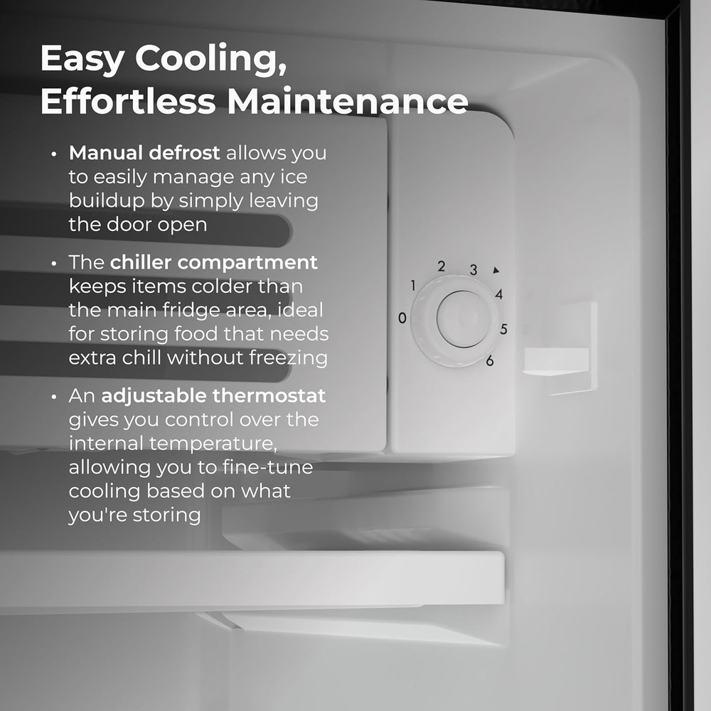 18" Compact Refrigerator with Chiller Compartment - Reversible Door, Adjustable