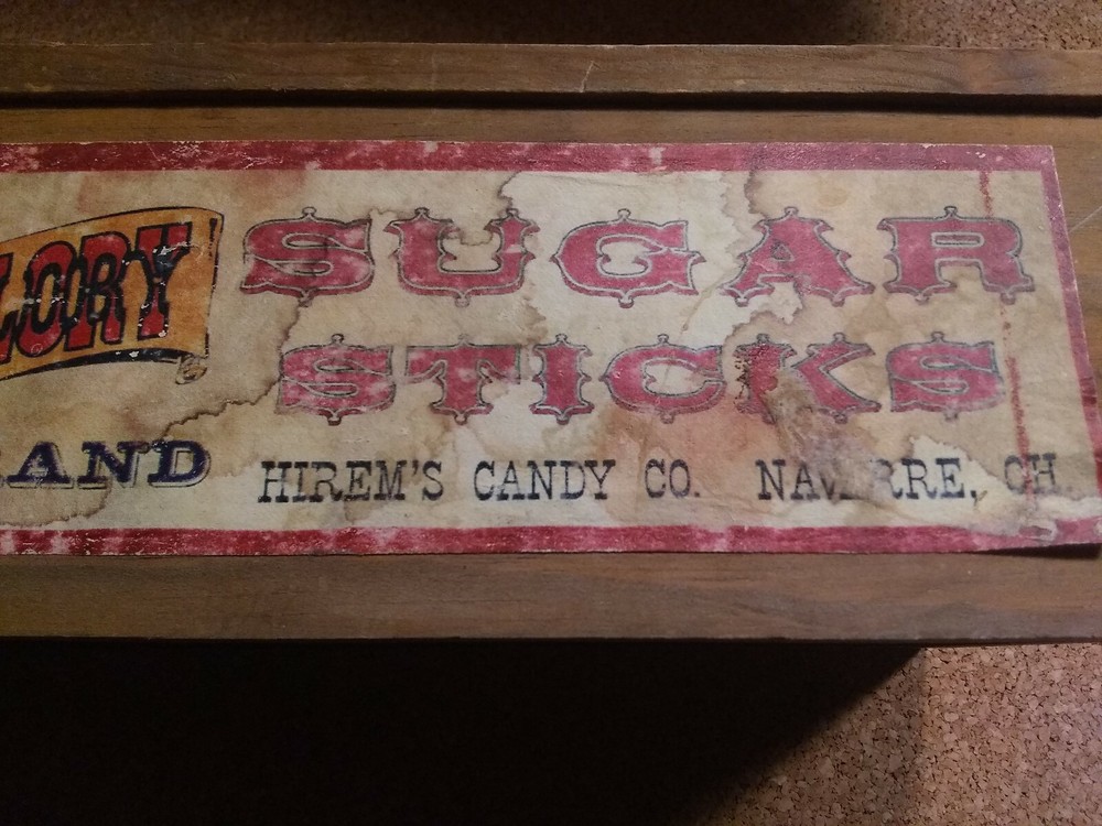 Hirems Old Glory Shugar Sticks Old wood candy box