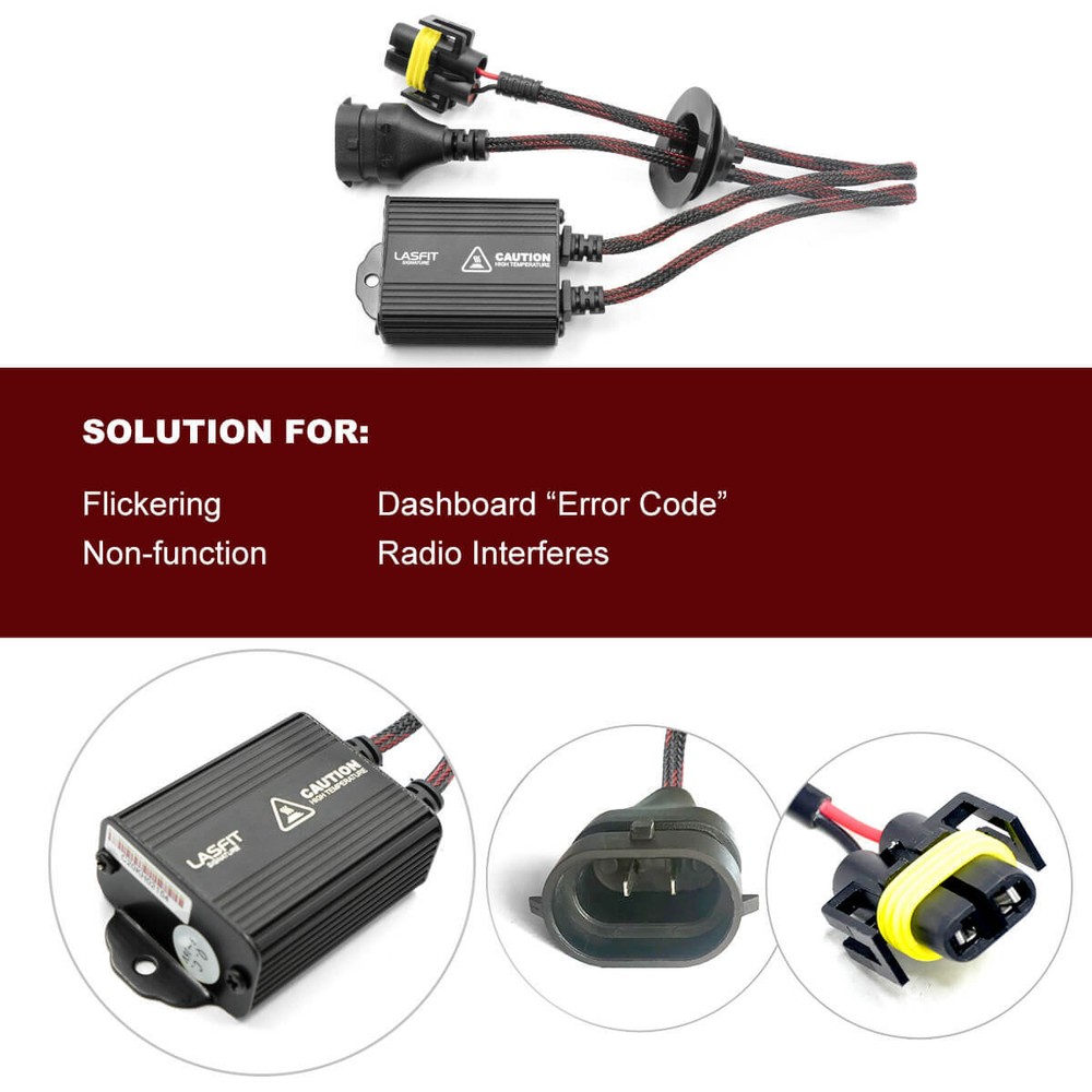 LASFIT H11 LED Bulbs Canbus Decoder Error Free Warning Canceller Anti Flicker