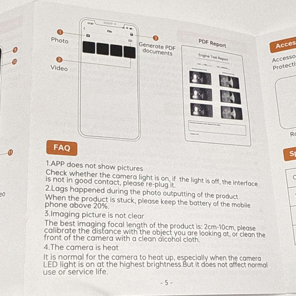 Endoscope Camera, 16.4ft, Waterproof for iOS/Android