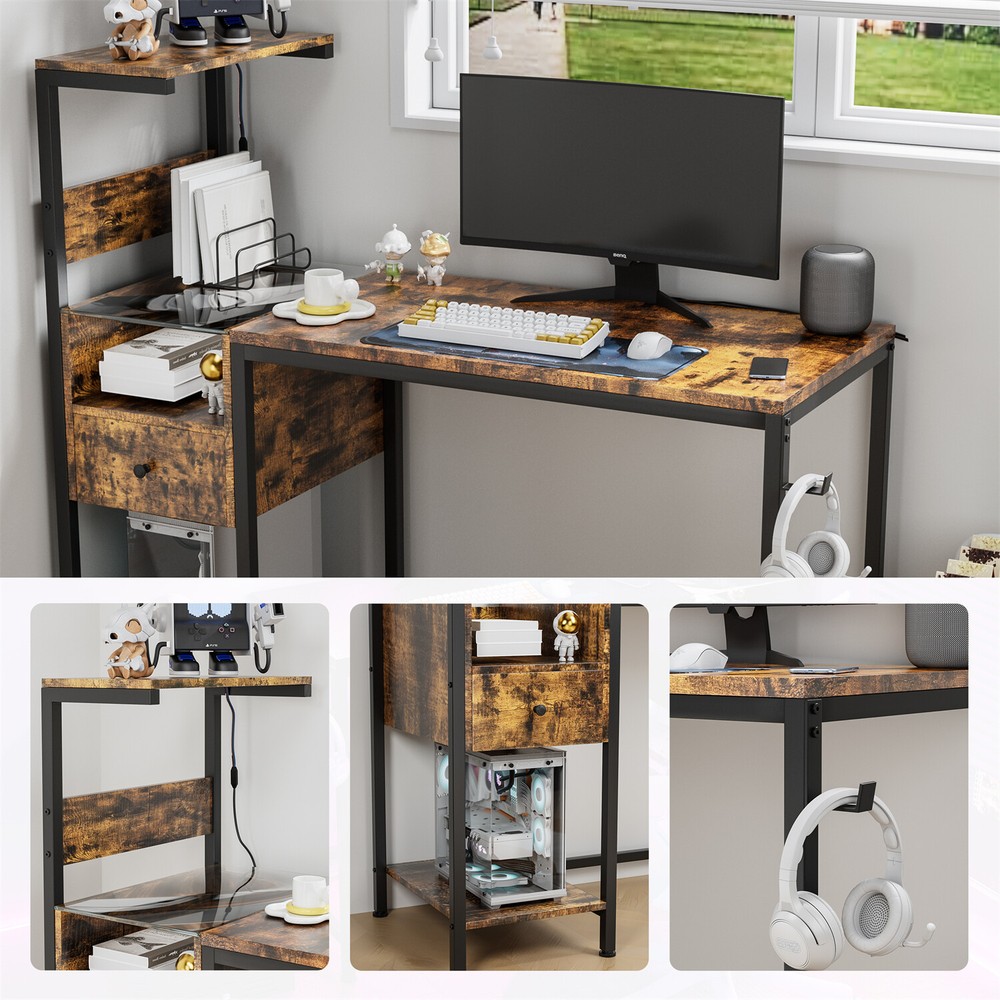 Computer Desk Home Office Desk Writing Table Study Workstation w/ Shelf