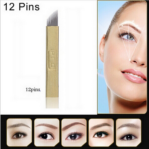 PCD 12 Pins Permanent Makeup Eyebrow Tattoo Blades Microblading Needles