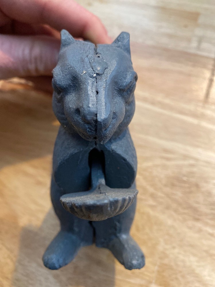 Squirrel Nutcracker Nut Cracker Cast Iron Metal Hefty Patina Collector Holidays