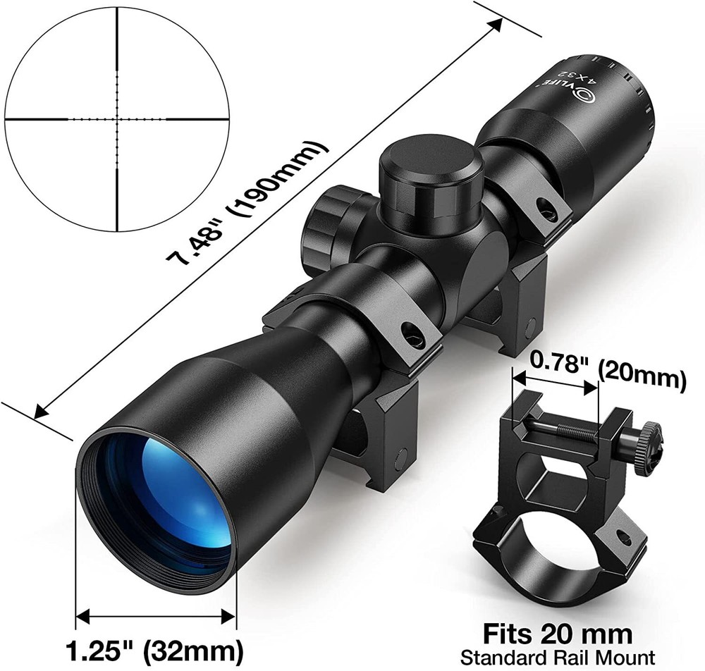 Compact 4X32 Compact Scope Rascal .22 / A|R / Crossbow Airsoft Gun Scope + Mount