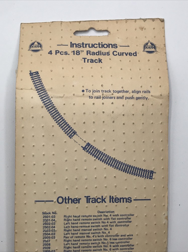 AHM HO Track 27604 4pc 18” Radius Curved Track