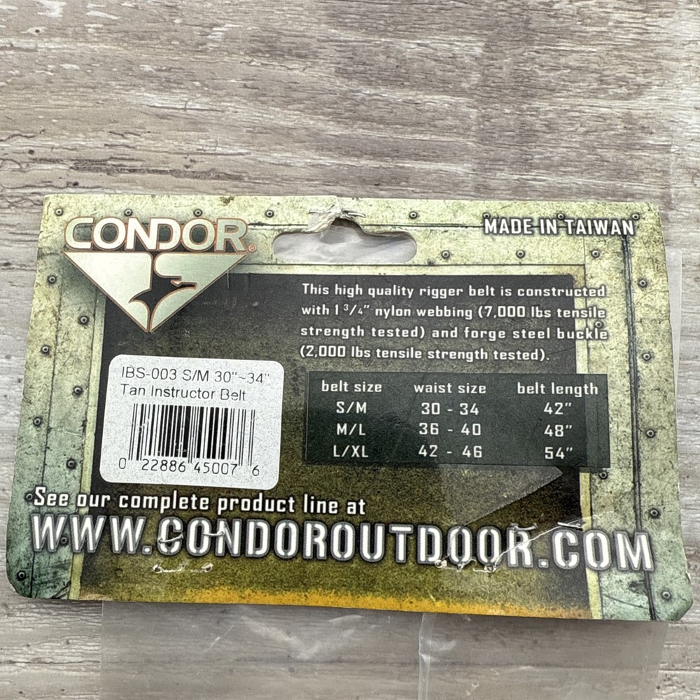 Condor Instructor Belt - Tan - S/m -l