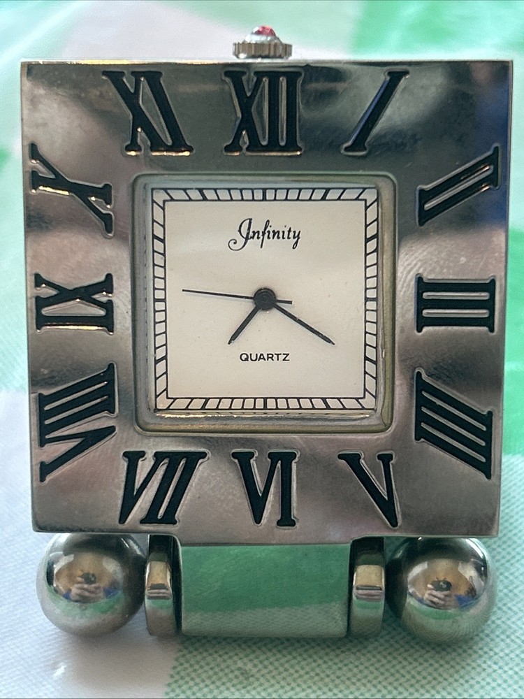 Infinity Silver Tone Desk Quartz Clock