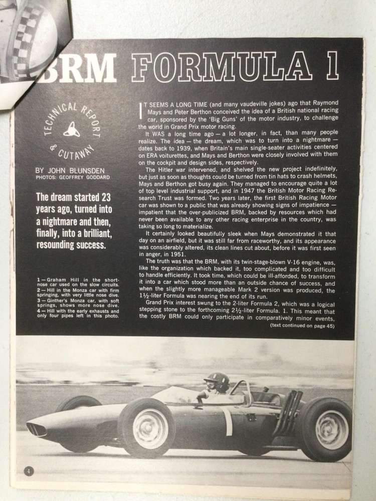 RacingArt49 Article BRM FORMULA 1 Technical Report & Cutaway 8 page