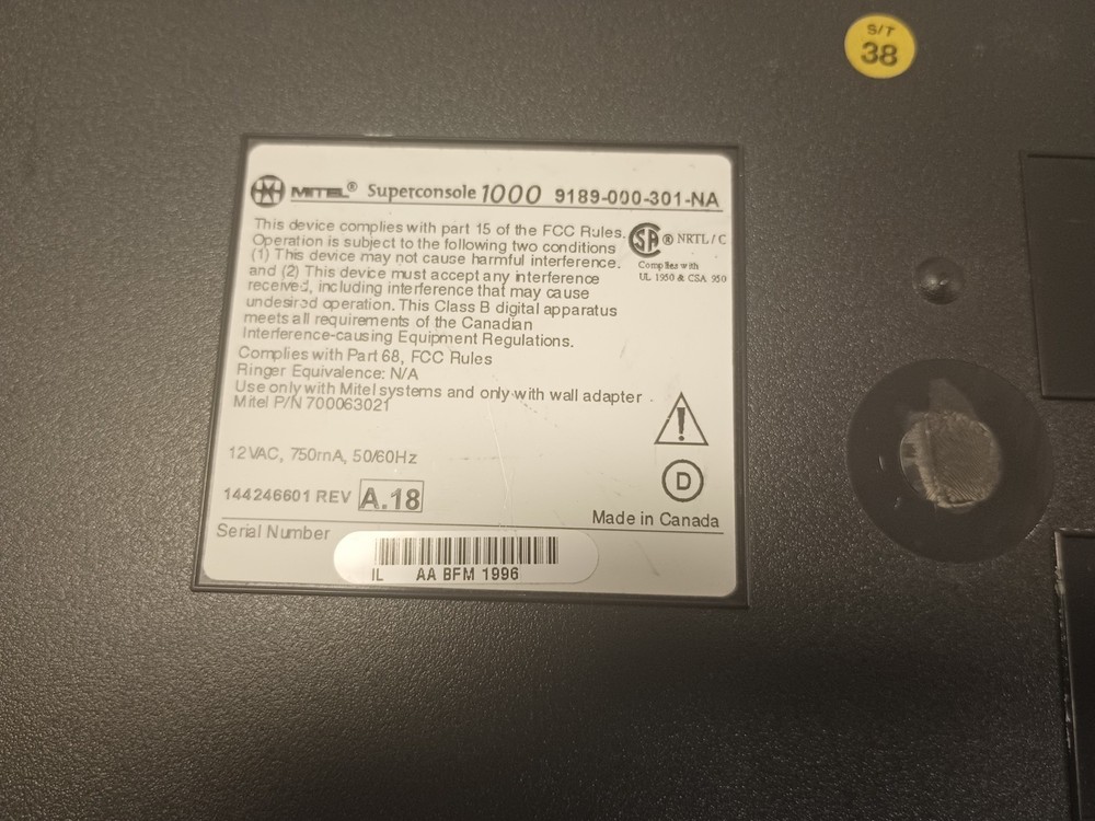 Mitel Superconsole 1000 9189-000-301-NA