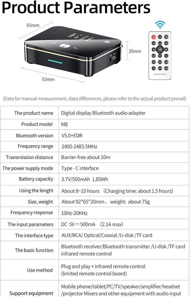 USB Bluetooth Receiver & Transmitter Wireless RCA to 3.5mm Aux Audio Adapter