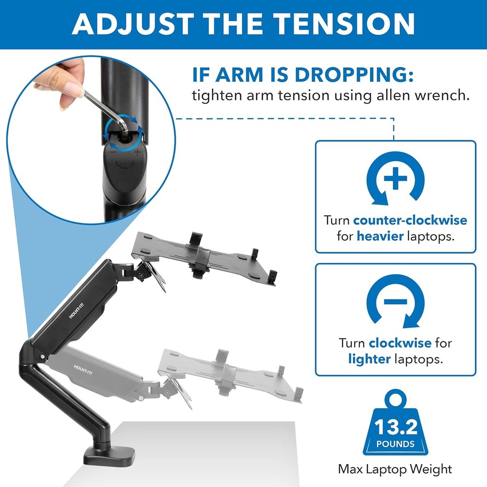 Mount-It! Laptop Desk Arm Mount - MI-6352LT, Universal Compatibility,...