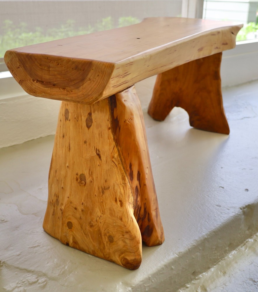 Natural Wood Organic Shaped Bench, Longer