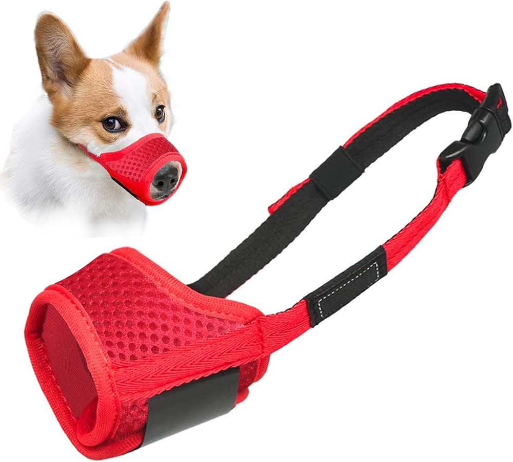 Dog Muzzle Anti Biting Barking & Chewing W/ Comfortable Mesh Soft Fabric &