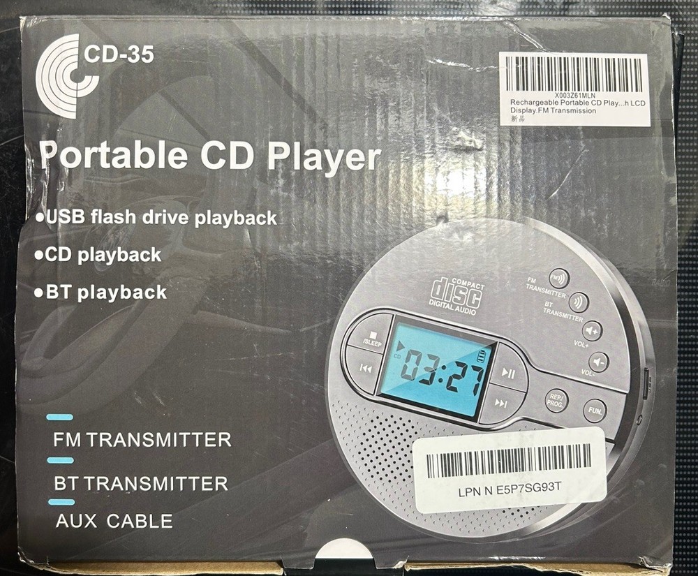 Portable CD Player with Bluetooth, Walkman CD Player with FM Transmitter and Spe