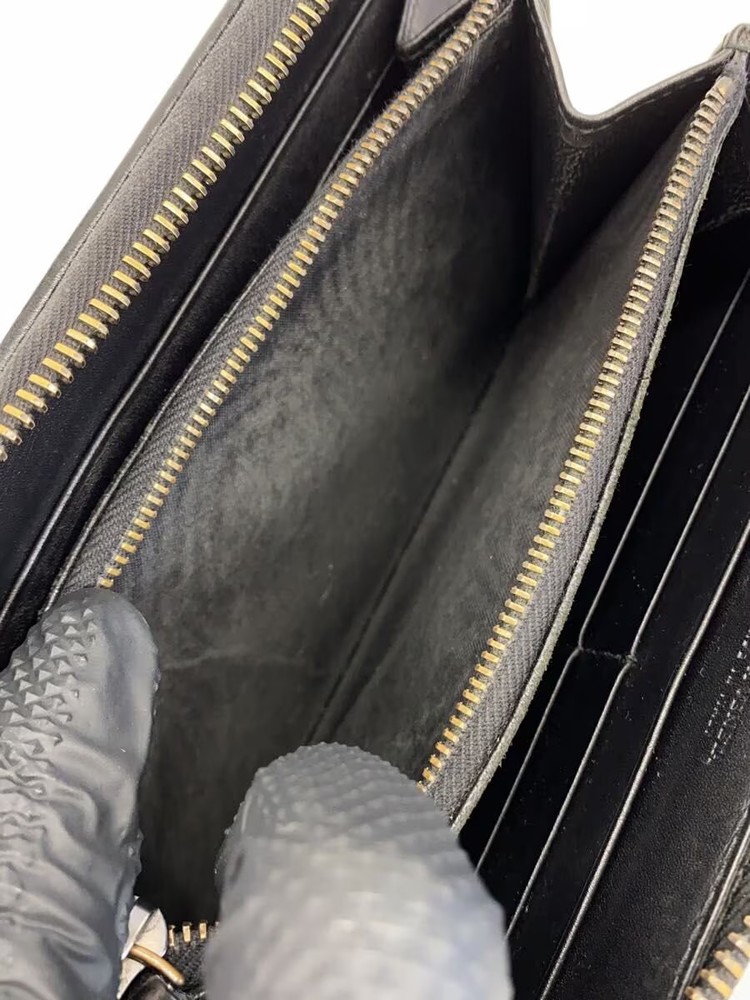BOTTEGA VENETA Long Wallet Leather Black Solid Men's