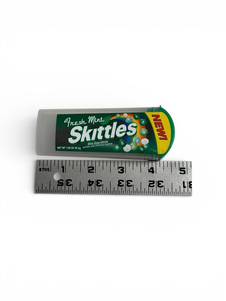 Skittles Fresh SpearMint Bite Size Mints Empty Candy Container Discontinued