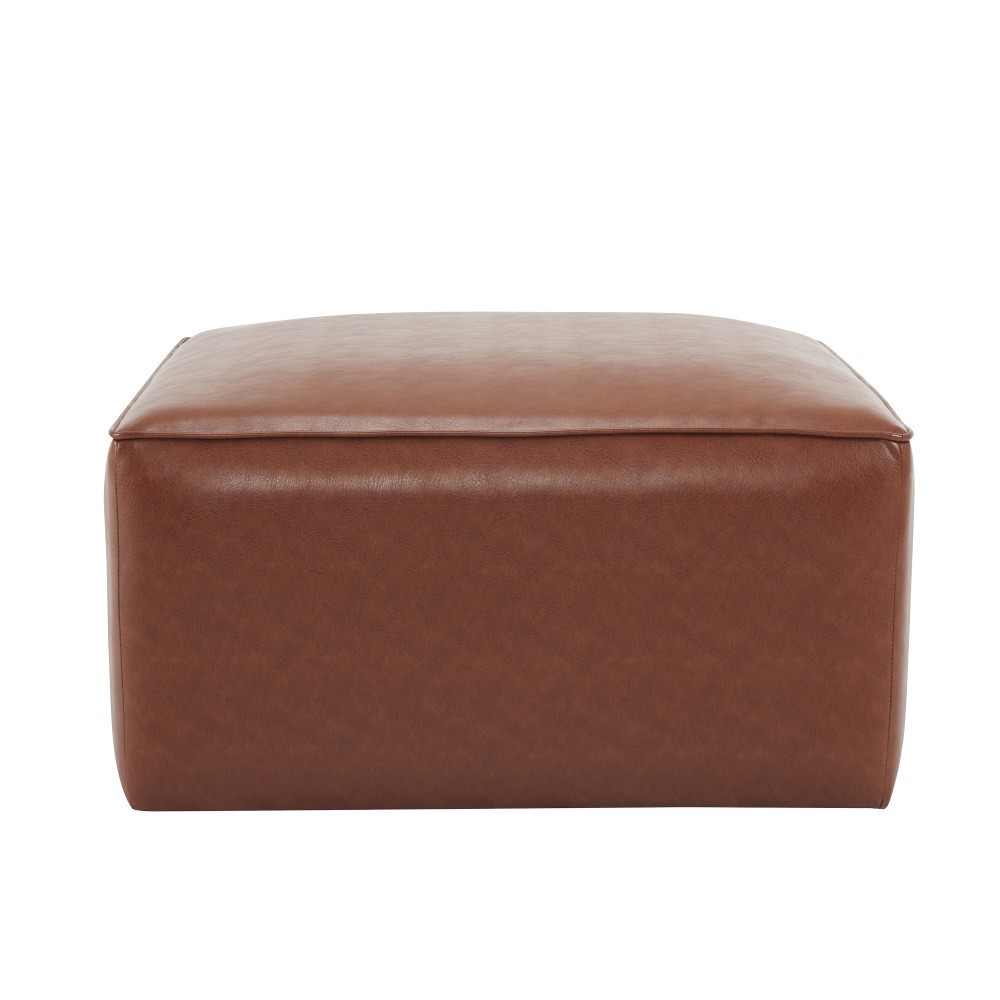 Upholstered Square PU Leather Ottoman,Black