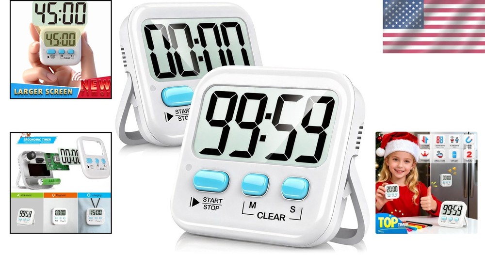 Versatile 2-Pack Digital Timer - Perfect for Cooking, Classroom & Exercises