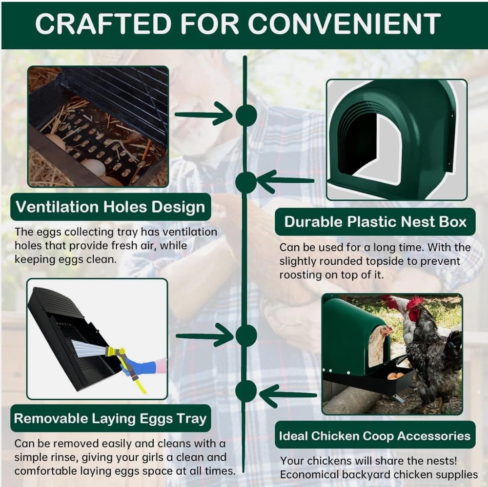 5 Pack Nesting Boxes Chicken Coop Chicken Nesting Box Laying Eggs Roll Away