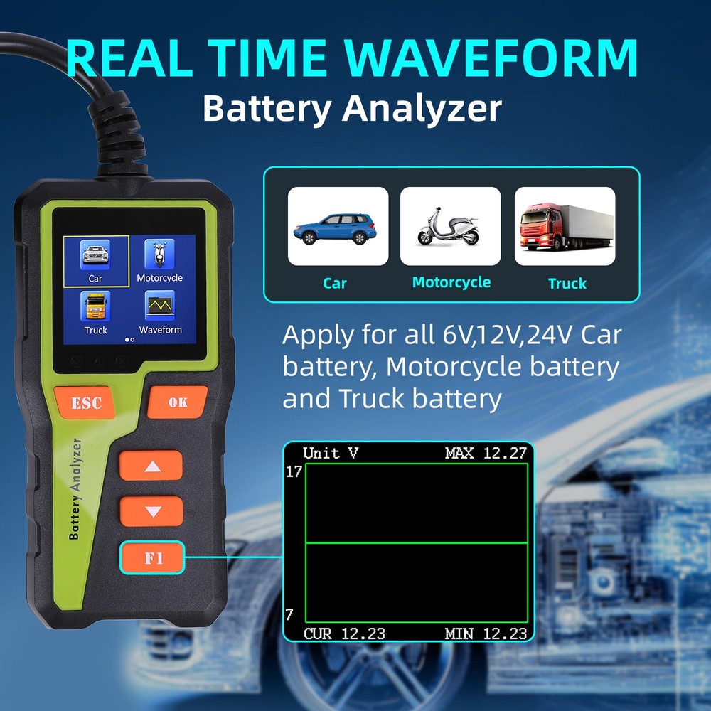 2025 6V 12V 24V Car Battery Tester Load Tester Charging System Analyzer