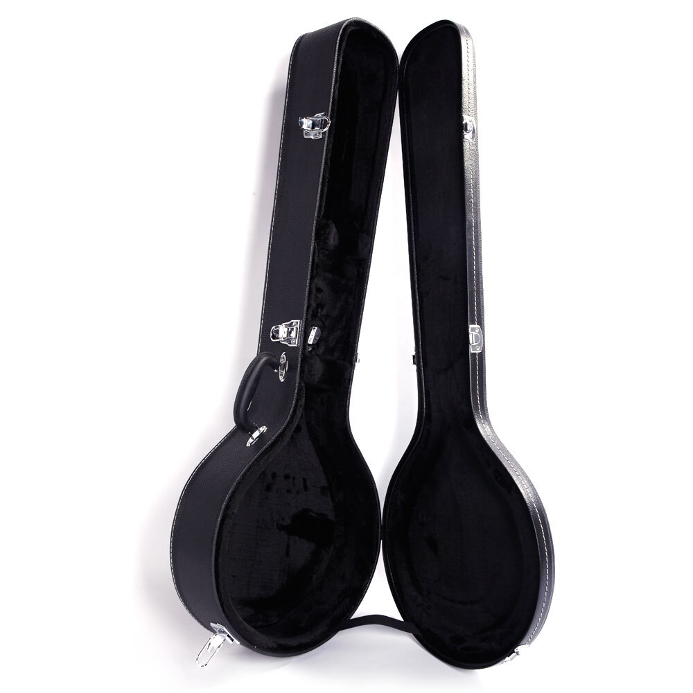 New 5-String 6-String Microgroove Pattern Leather Wood Banjos Case Black -
