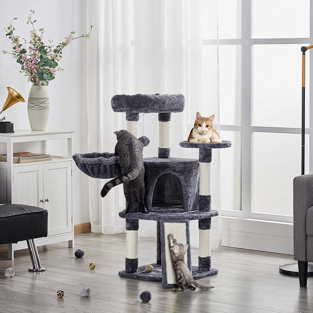 42 in Multi-Level Cat Tree Tower with Perch Scratching Posts Hammock & Condo
