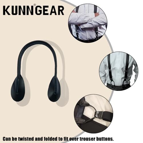 Suspender Genuine Leather Strips 4 Pcs Replacement for Button End Black
