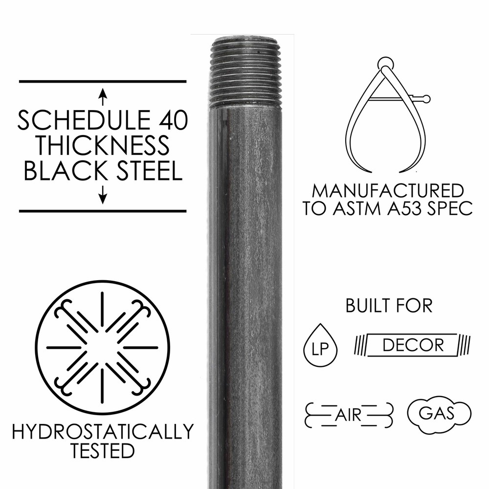 1 in. X 48 in. Black Pipe 4 Pack