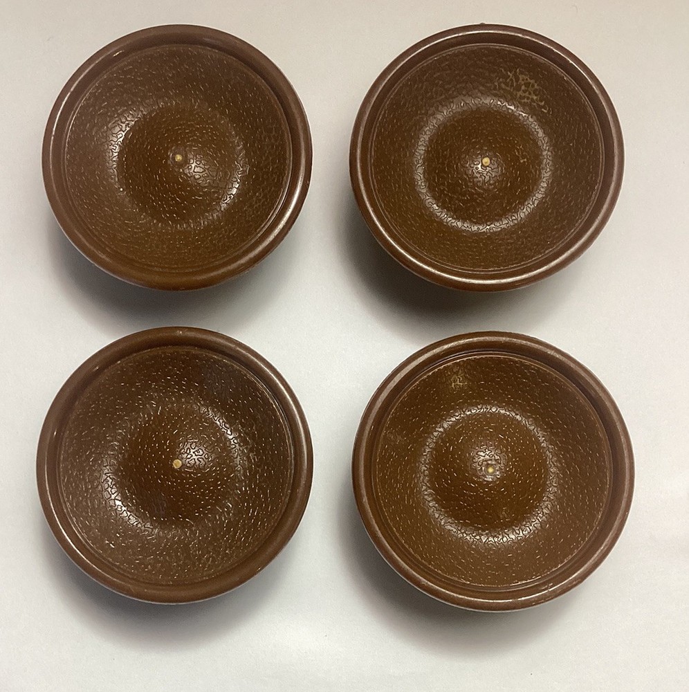 Bakelite Celluloid Brown Textured Art Deco Drawer Pulls Knobs Set of 4