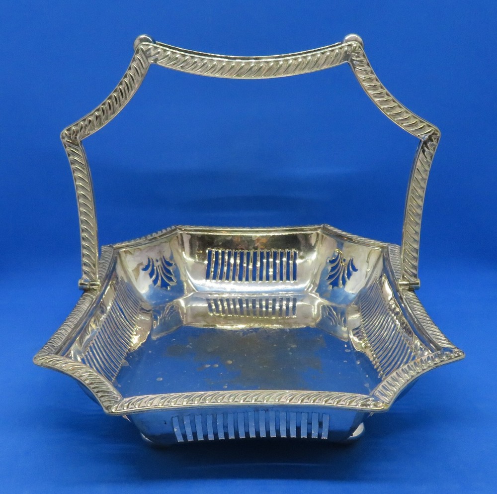 Silver plate electroplate vintage Victorian antique rectangular cake basket dish