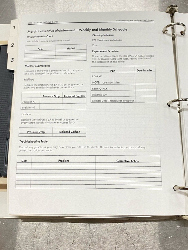 Millipore AFS 300 Analyzer Feed System With VHS - Users Guide / Manual