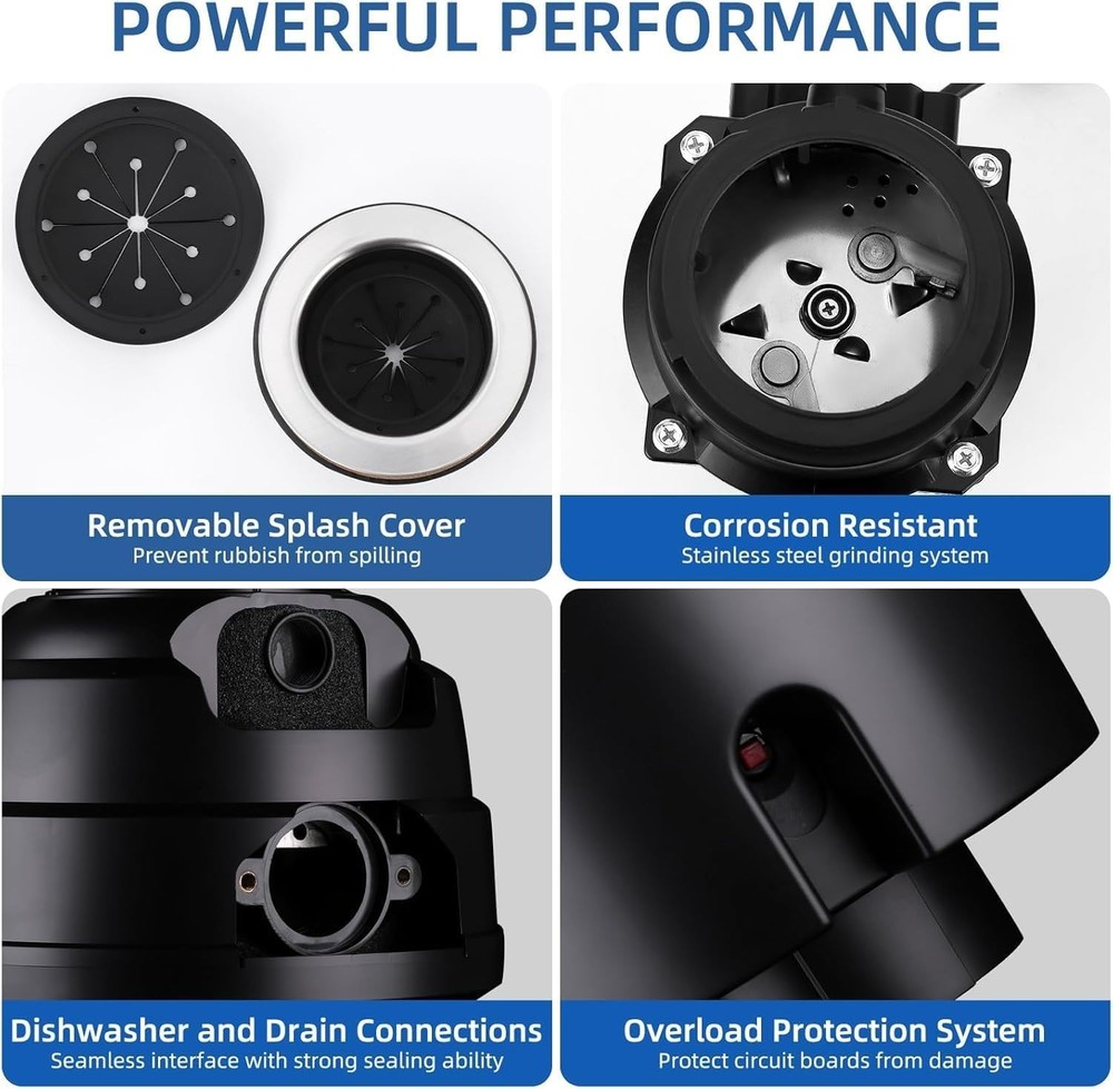 Stainless Steel Garbage Disposer, Dishwasher-Friendly and Continuous Feeding ...