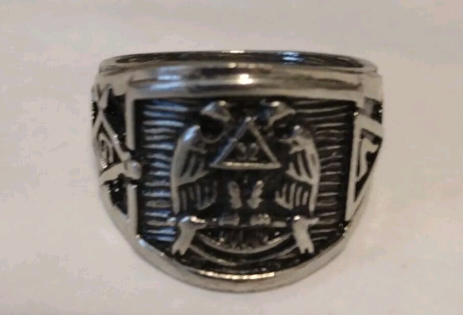 Silver Masonic Ring SIZE 9 Master Mason Scottish Rite 32° Freemason DBL Eagle
