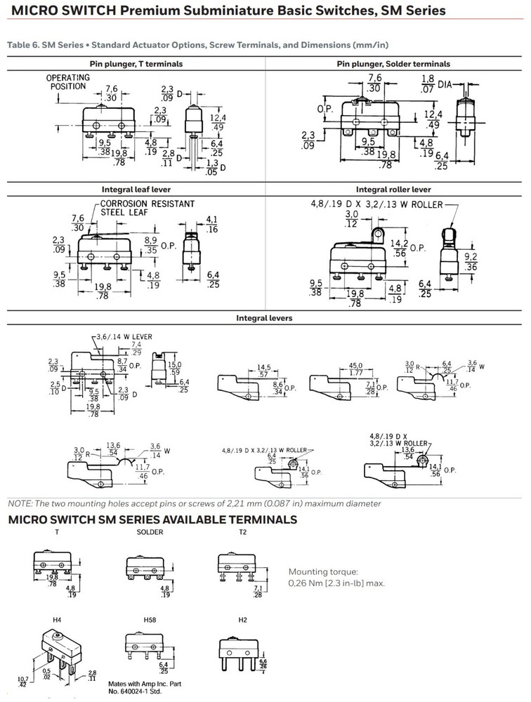 Honeywell Micro Switch 11SM601-H4 Basic Snap Action Switch