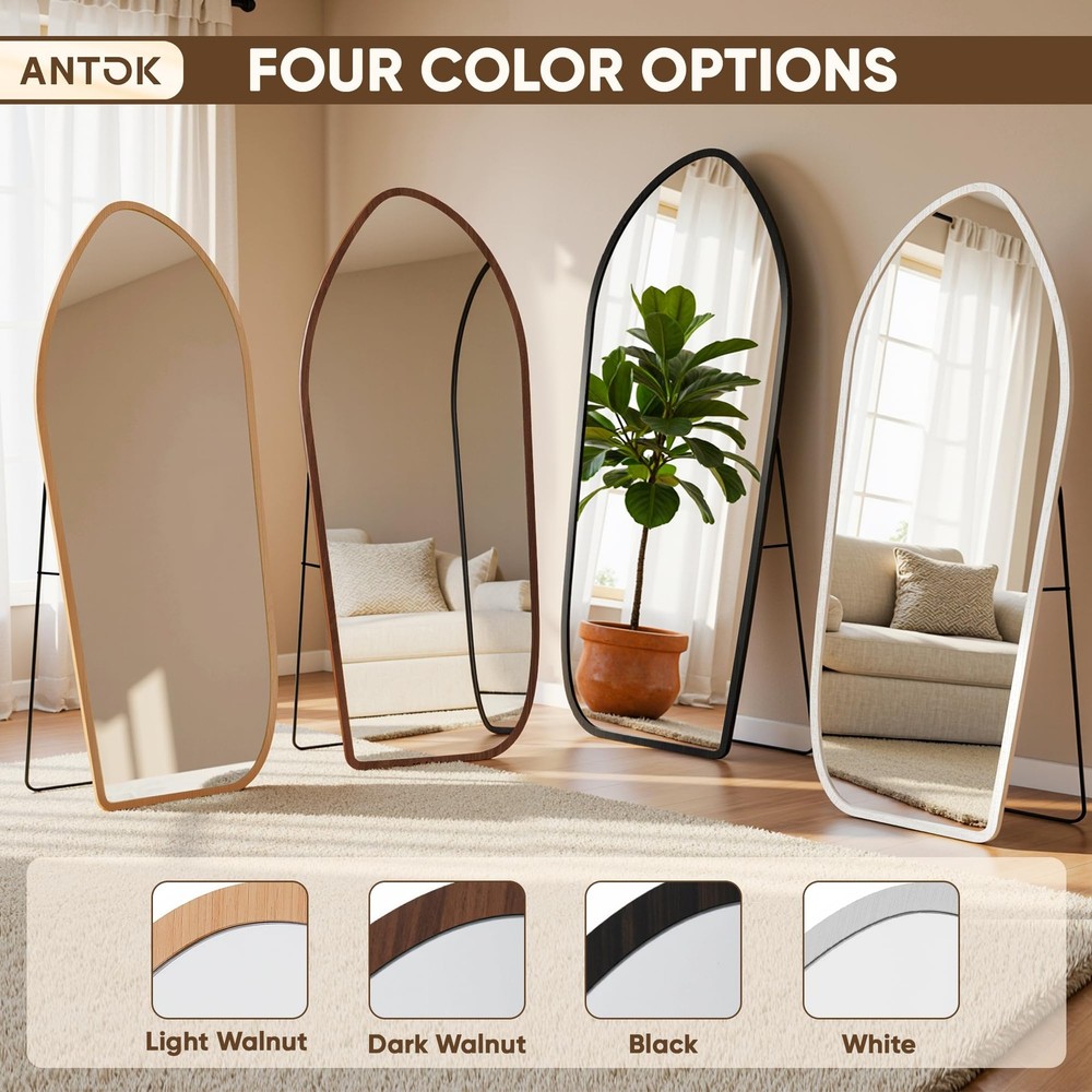 Full Length Mirror, Oversized Floor Mirror with Solid Wood Frame, Large Stand...