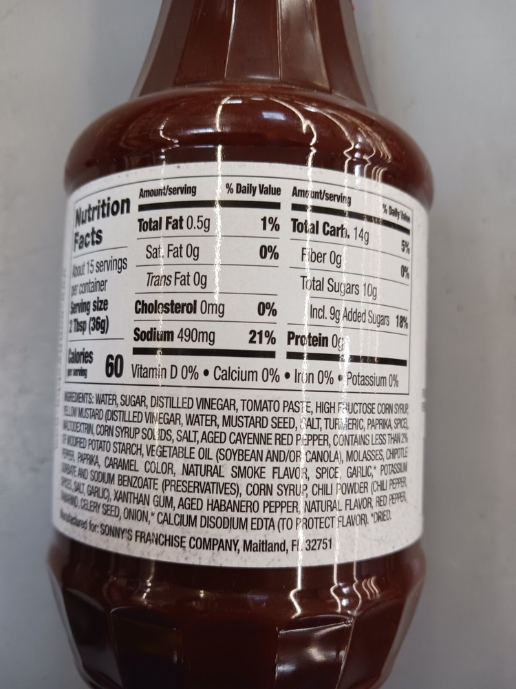 Sonny’s Sizzlin' BBQ Sauce 20 Oz.