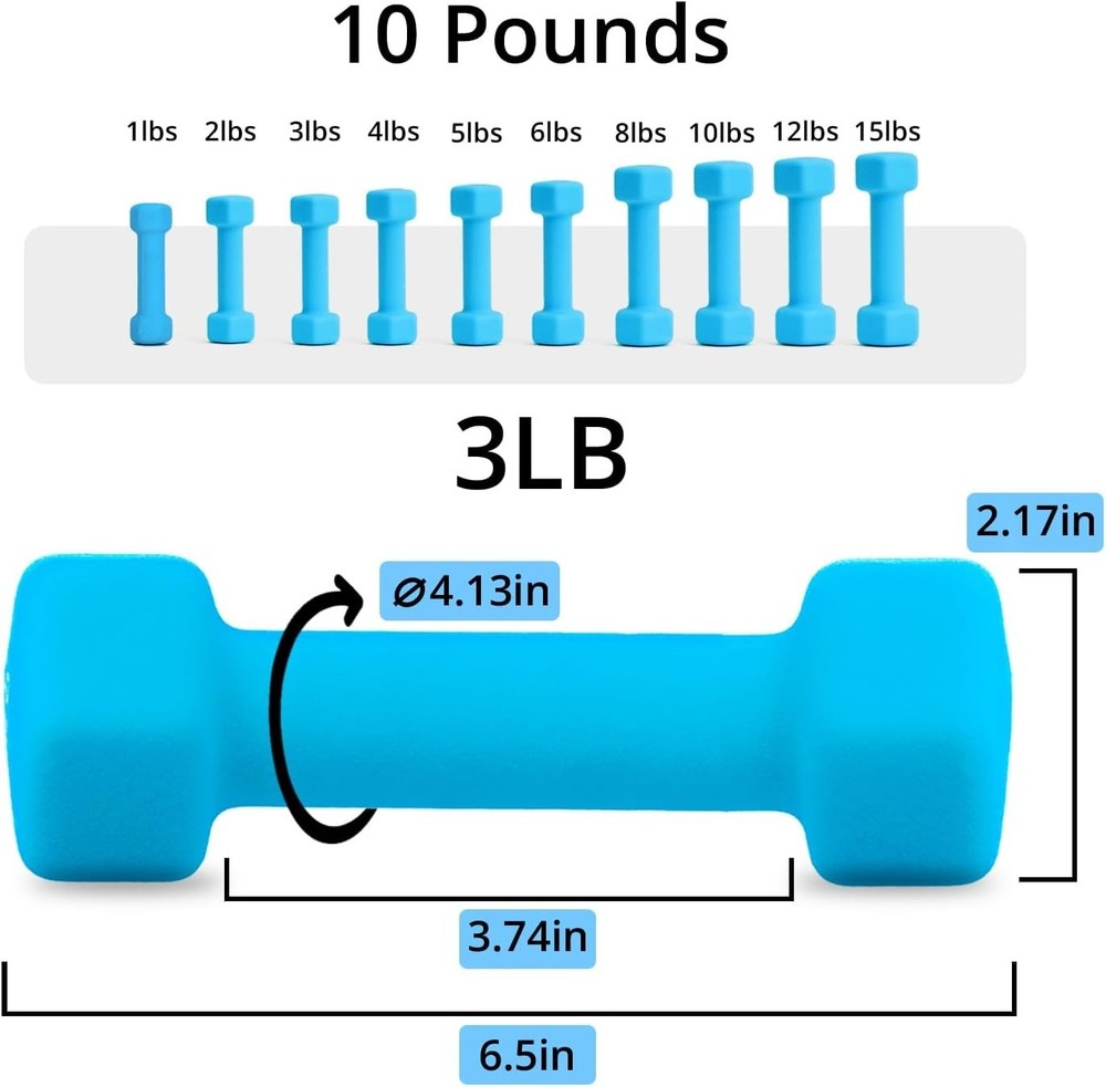 Personalized Neoprene Dumbbells Set, 1-15 LB – Stylish, Secure & Space-Saving