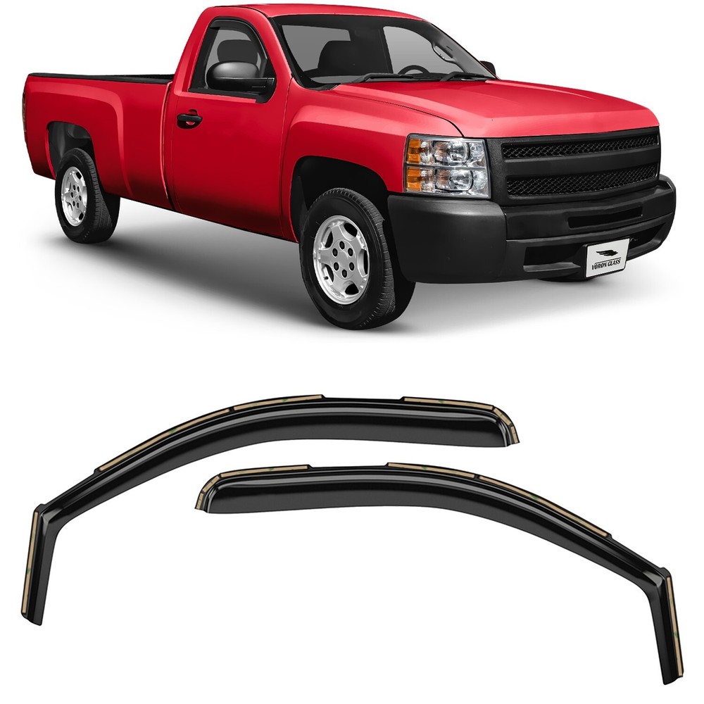 Sun Rain Visors Wind Rain Guards for 2007-2013 Chevy Silverado Regular Cab
