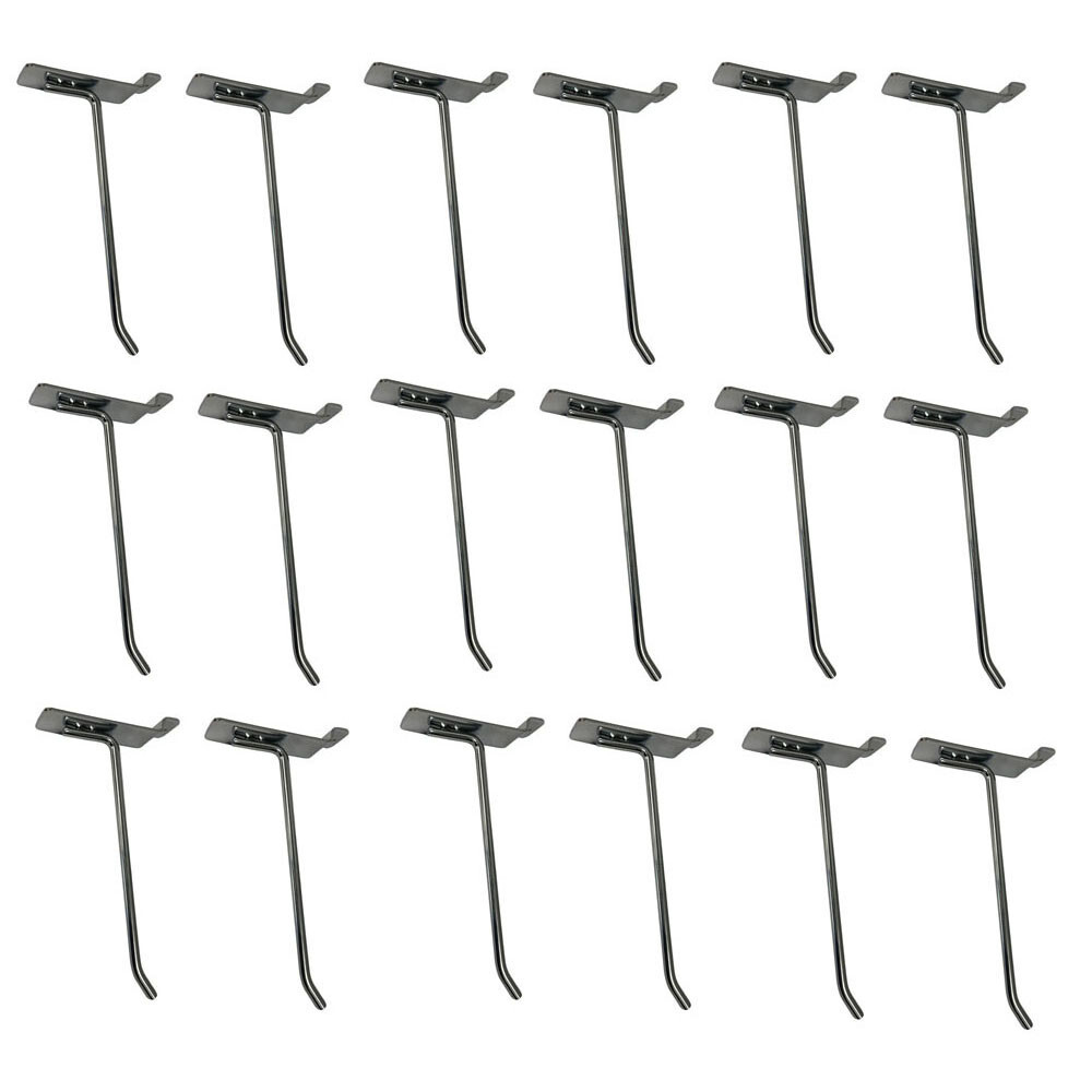 6" Slatwall Hook Panel Display Hooks, 1/4" Thickness Metal, Chrome - PACK 12